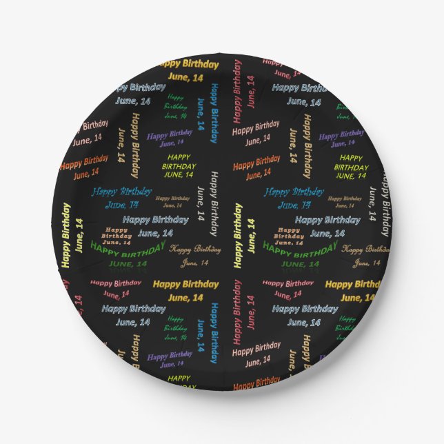 Assiettes En Carton Plaques papier Juin, 14 Anniversaire (Devant)
