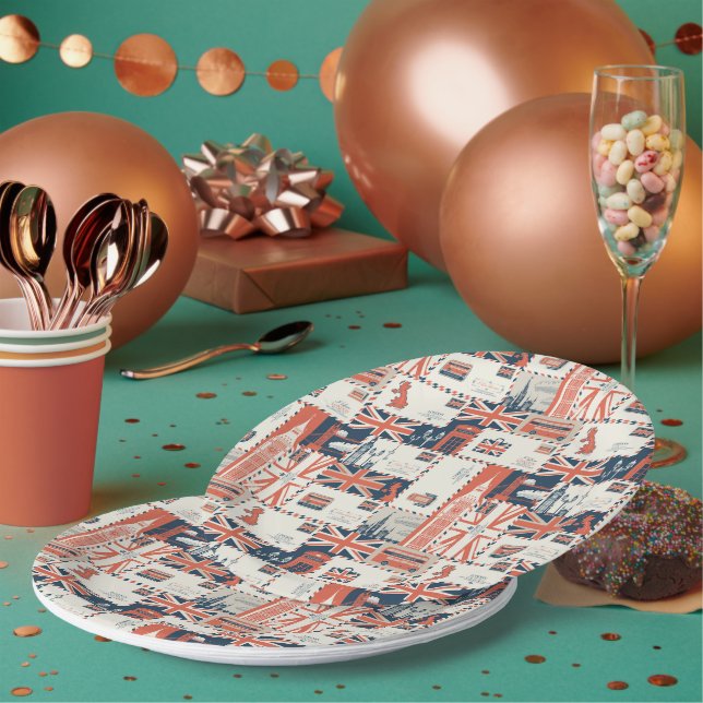 Assiettes En Carton Plaques Papier London Post (Multi)