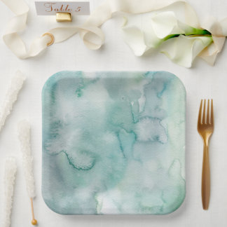 Assiettes En Carton Plaques papier Mariage Aqua Blue Watercolor