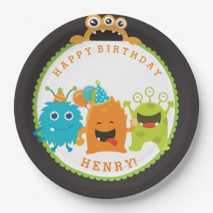 Assiettes En Carton Plaques Papier Monster Birthday Party