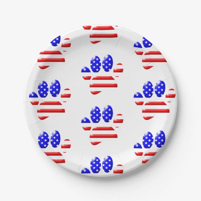 Assiettes En Carton Plaques papier Motif Empreinte de patte Drapeau am (Devant)