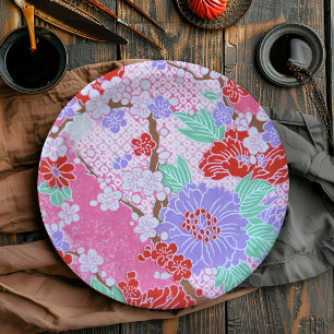 Assiettes En Carton Plaques papier Motif Sakura japonaises