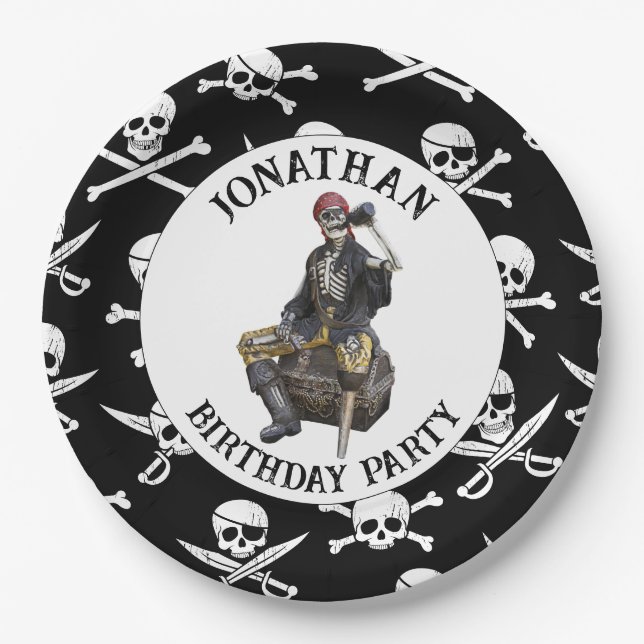 Assiettes En Carton Plaques papier Pirate SkELETON (Devant)