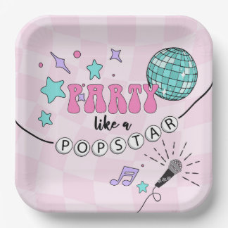 Assiettes En Carton Plaques papier - PopStar Anniversaire