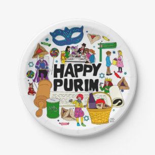 Assiettes En Carton Plaques papier Purim Joyeuses