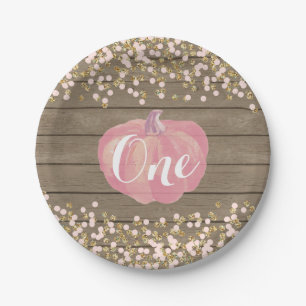 Assiettes En Carton Plaques papier rose et or citrouille pour le premi