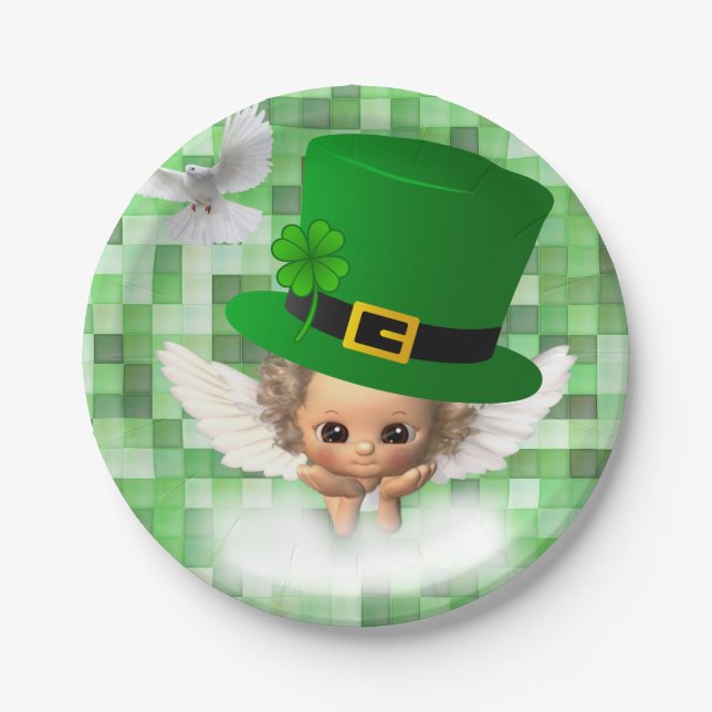 Assiettes En Carton Plaques papier Saint Patrick's Day Angel (Devant)