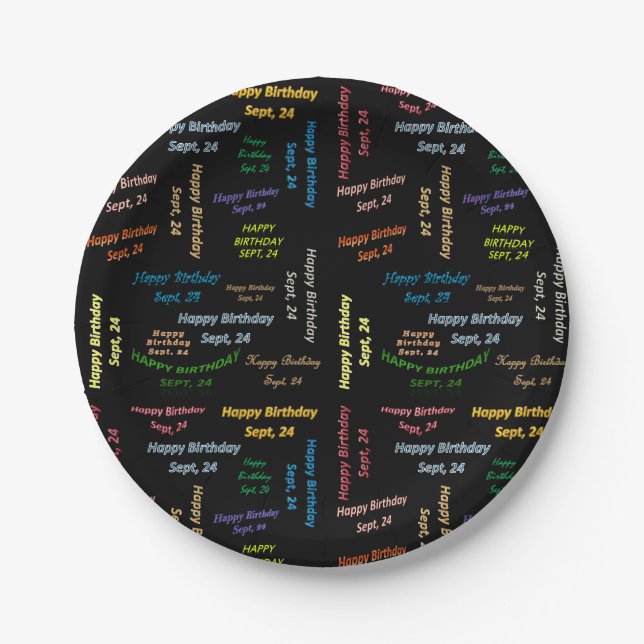 Assiettes En Carton Plaques papier Septembre, 24 Anniversaire (Devant)