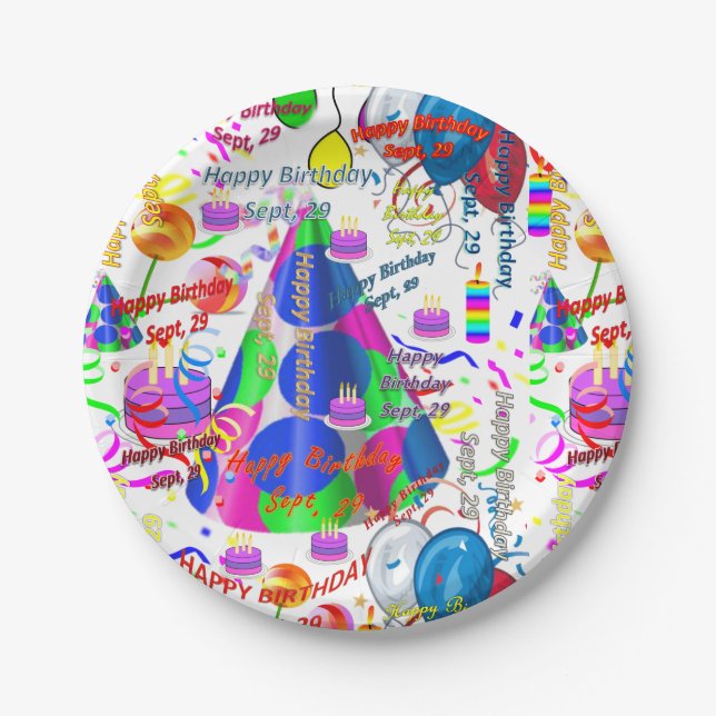 Assiettes En Carton Plaques papier Septembre, 29 Anniversaire Septembr (Devant)