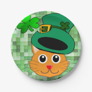 Assiettes En Carton Plaques papier St. Patrick's Day Cat