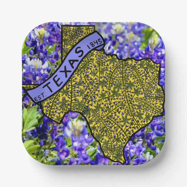 Assiettes En Carton Plaques papier Texas Bluebonnet (Recto)
