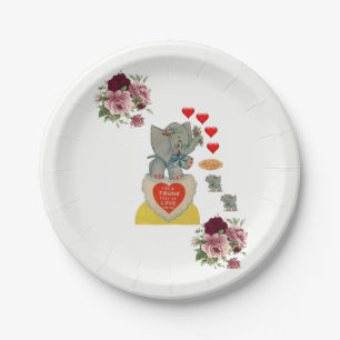 Assiettes En Carton Plaques papier Valentine's Day Elephant Vintage