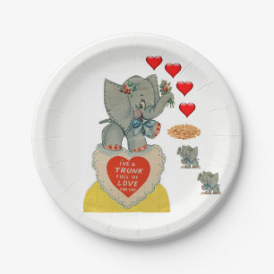 Assiettes En Carton Plaques papier Valentine's Day Elephant Vintage