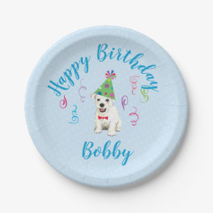 Assiettes En Carton Plaques papier Westie fête d'anniversaire