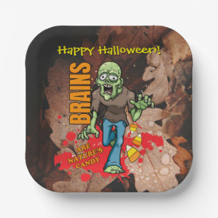 Assiettes En Carton Plaques papier Zombie Halloween personnalisables