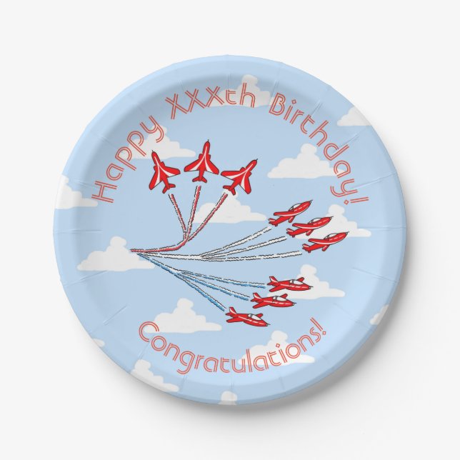 Assiettes En Carton Plaques Red Jet Blue Sky Papier Plaques, 17,8 cm (Devant)