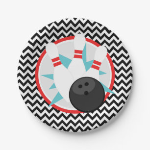 Assiettes En Carton Plaques Retro Chevron Bowling