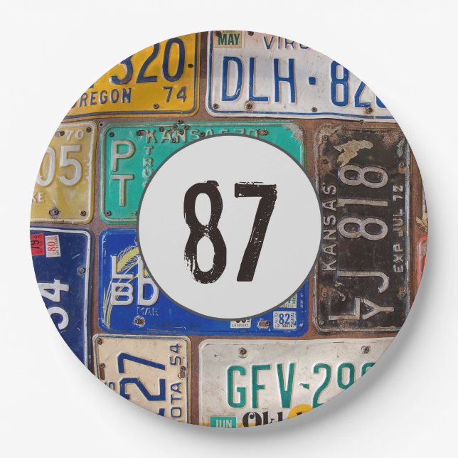 Assiettes En Carton Plaques rouillées 87e anniversaire (Devant)