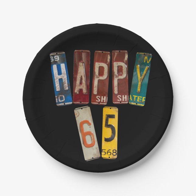 Assiettes En Carton plaques rouillées pour 65e anniversaire (Devant)