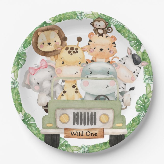 Assiettes En Carton Plaques Safari Wild One (Devant)