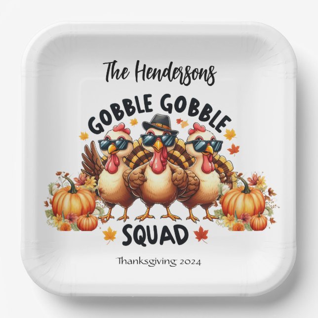 Assiettes En Carton Plaques Thanksgiving personnalisées 9" (Recto)