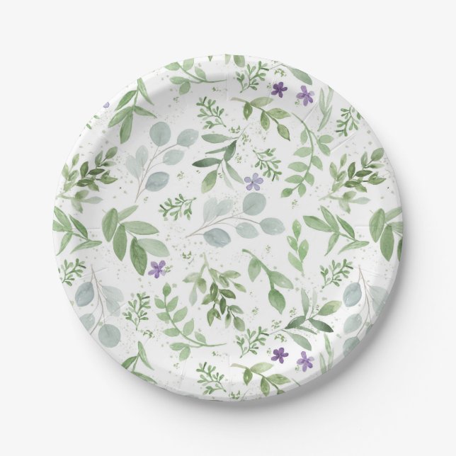 Assiettes En Carton Plaques - verdure et lavande (Devant)