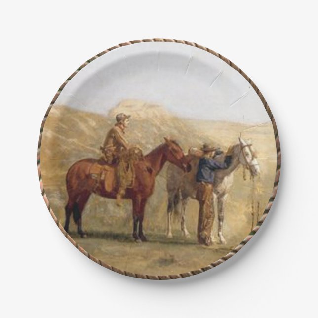 Assiettes En Carton Plaques Western Cowboy Horse Party (Devant)