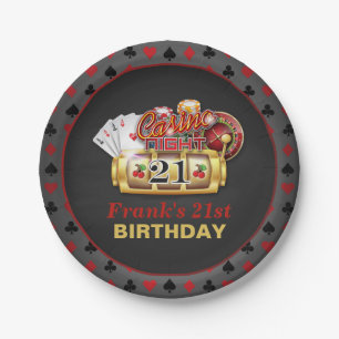 Assiettes En Carton Plat d'anniversaire de casino - 21ème anniversair