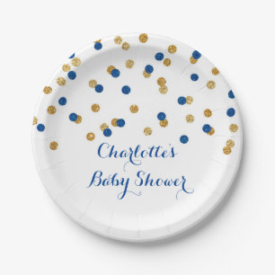 Assiettes En Carton Plat de baby shower de confettis de bleu marine