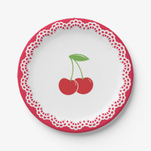Assiettes En Carton Plat de dessert de partie de cerise