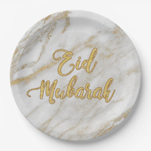 Assiettes En Carton Plat de marbre 9" de l'or 2 d'Eid