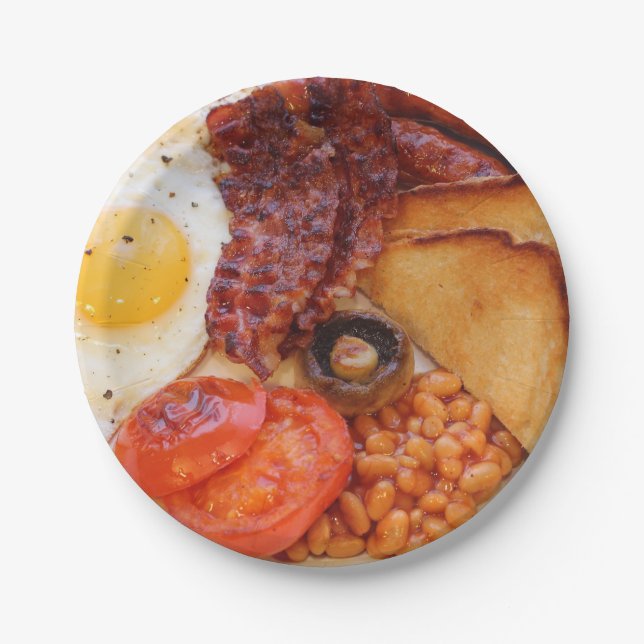 Assiettes En Carton Plat de partie de papier de petit déjeuner anglais (Devant)