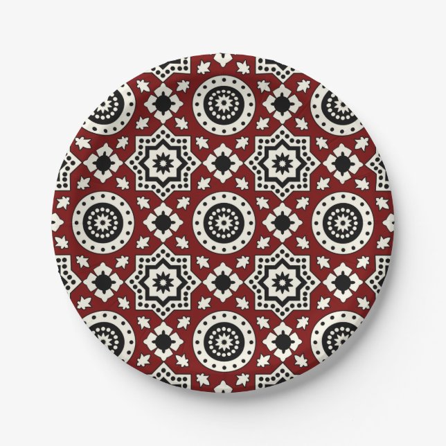 Assiettes En Carton Plat tribal de motif d'Ajrak (Devant)