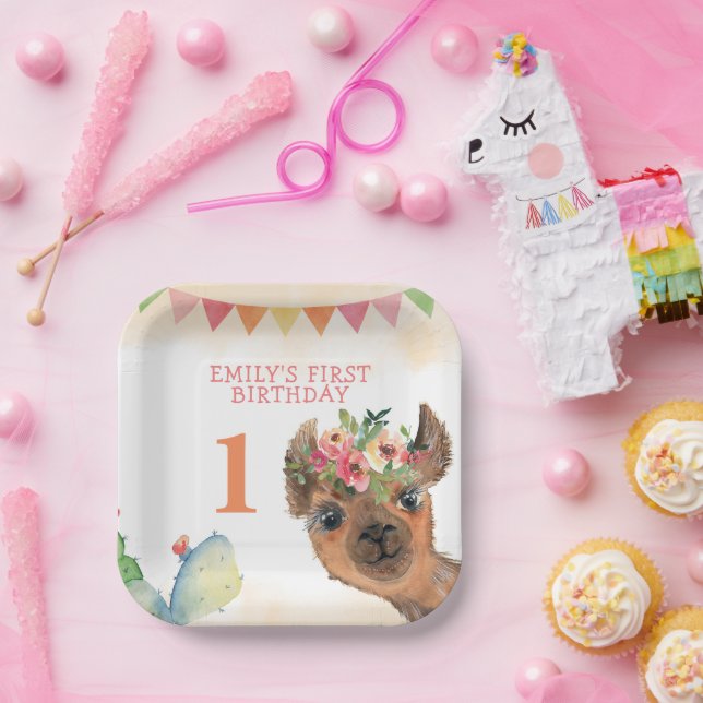 Assiettes En Carton Plate d'Anniversaire de fête de Llama (Fête)