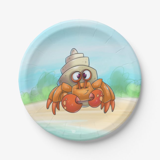 Assiettes En Carton Plate de crabe d'Hermite Cartoon (Devant)