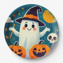 Plate de fête d'Halloween sorcière - Dessin