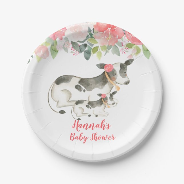 Assiettes En Carton Plate de papier Baby shower pour les tourbières fl (Devant)