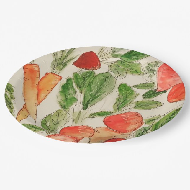 Assiettes En Carton Plate de papier d'été pour légumes du jardin (Angle)