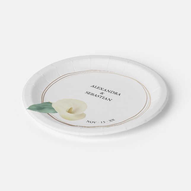 Assiettes En Carton Plate de papier Mariage Calla Lily (Angle)
