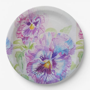 Assiettes En Carton Plate de papier Motif à fleurs de purple