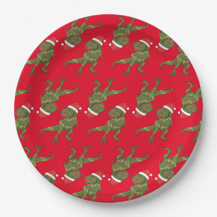 Assiettes En Carton Plate de Père Noël de Noël Dino T-Rex