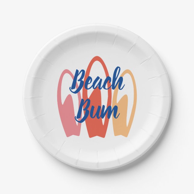 Assiettes En Carton Plate-forme de beach-Bum Surfer (Devant)