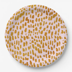 Assiettes En Carton Plate-forme de papier à thème Blush and Gold Leopa