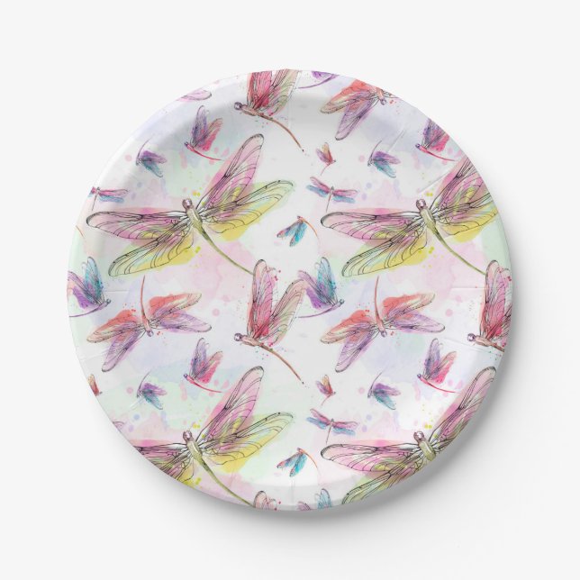 Assiettes En Carton Plate-forme de papier pour dragonistes aquarelles (Devant)