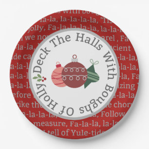 Assiettes En Carton Plate-forme le rouge de chanson de Noël de halls