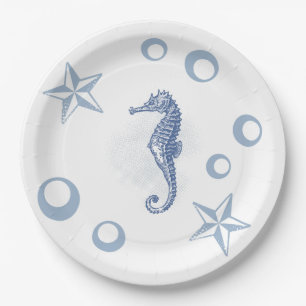 Assiettes En Carton Plate-forme papier rond 9" Sehorse Ocean Beach Wat