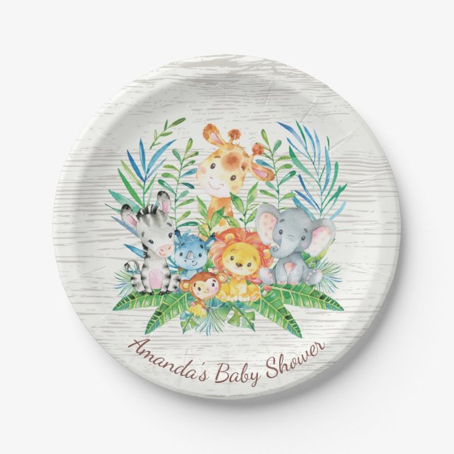 Assiettes En Carton Plate Safari Jungle Baby shower 7" (Devant)