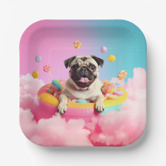 Assiettes En Carton Plateau en carton avec le chien de Mops amusant