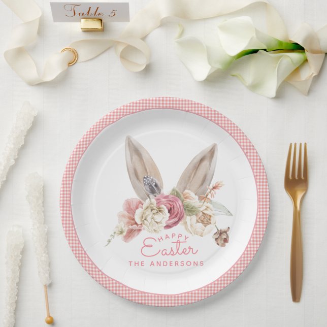 Assiettes En Carton Plates en papier de Pâques de lapin de fleurs (Mariage)