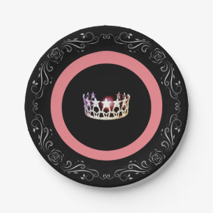 Assiettes En Carton Plates en papier style Miss USA Black Coral 7"